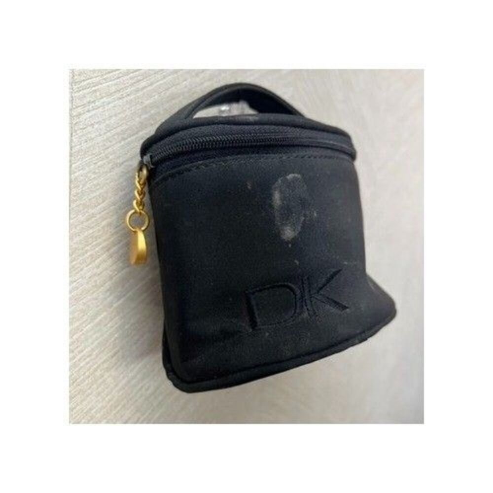 Vintage Donna Karan Zip-Around Travel Cosmetic Makeup Bag Case Black Women Micro